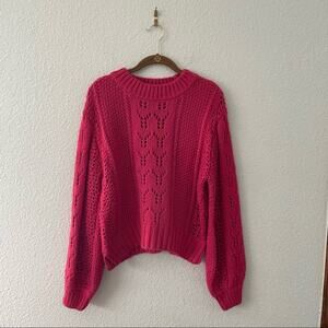 Alya Pink Dolman Sleeve Sweater Size Medium Open Knit